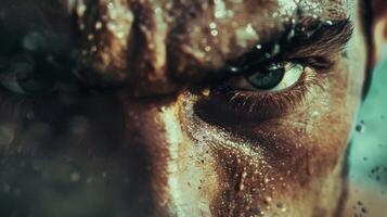 His intense gaze never wavered from the task at hand his jaw set in determination. photo