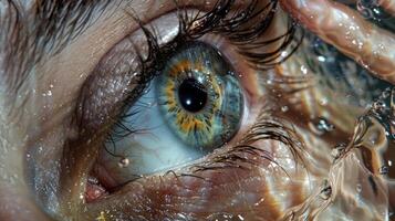 The subjects hand is reflected within the eye revealing both the delicacy and strength of their fingers. photo