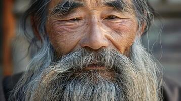 The long and flowing beard on this mans face was a sign of dedication and patience allowing him to exude a sense of Zen and wisdom. photo