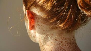 The constellation of freckles on her back creates a captivating pattern unique to her alone. photo