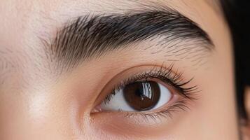 The tips of the brows are sharply angled upwards creating a look of mischief or mischief. photo