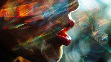 The rapid movements of a tongue betraying the rapidfire flow of ideas in the mind. photo