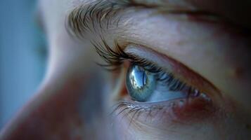 The squint of an eye as if trying to block out external distractions and focus on inner thoughts. photo