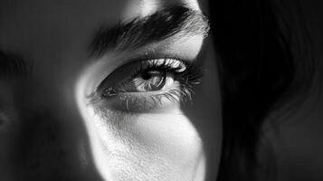 As she gazed into the distance the shadows of her lashes created an introspective mood. photo