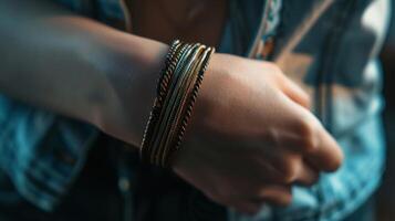 The wrist of a woman where a bracelet once was is an empty canvas now ready to be adorned with new memories and experiences. photo