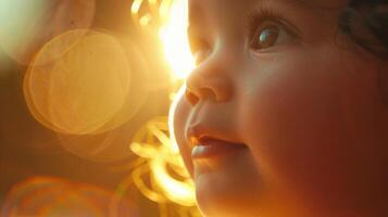 Her skin has taken on a radiant glow as though the little one growing inside is lighting her from within. photo