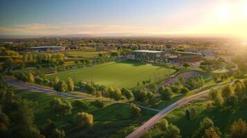 An allencompassing stadium experience with designated areas for sports entertainment and wildlife conservation all in one stunning location photo