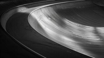 The sharp curves and steep inclines of a velodrome track highlighting the intensity of the sport photo
