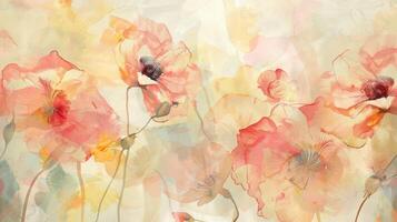 This delicate and airy textile features a watercolor floral print in soft pastel tones perfect for adding a romantic and feminine touch to your decor photo