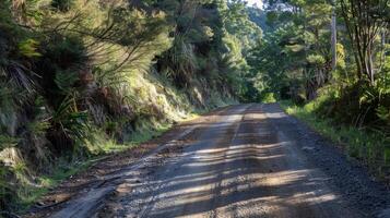 un escarpado inclinación con un estrecho mal mantenido la carretera forzando cauteloso conductores a despacio hacer su camino arriba. . ai Generacion foto