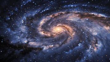 A panoramic view of the Milky Way the spiral structure of our own galaxy stretching out in all directions. The faint glow of distant stars adds a sense of depth to the image giving photo