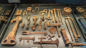A display of discarded rusted tools serves as a reminder of the hard work and dedication of past miners as new ods and technologies continue to emerge. photo