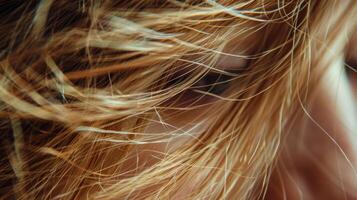 Tiny tendrils of hair frame the face creating a soft and delicate frame. photo