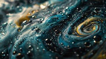 Each droplet forms a mini galaxy on her skin with its own unique swirls and patterns. photo