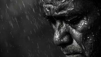 The harsh sting as tears mingle with salty sweat a relentless reminder of the unbearable burden carried. photo