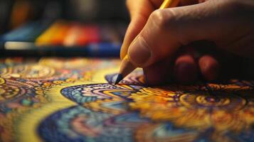 Taking a break from responsibilities and enjoying a theutic coloring session allowing creativity to flow freely photo