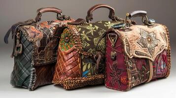 A selection of unique handbags and purses each one boasting its own distinct personality photo
