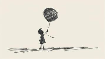 A drawing of a person holding a balloon with the question What are you holding onto that no longer serves yo photo