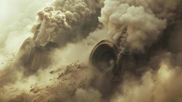 Amidst a cloud of dust the giant turbines of a coal power plant collapse bringing an end to their decades of operation photo