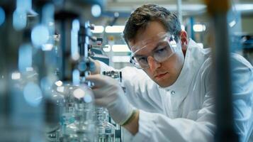 An engineer conducting research and development on a new energysaving technology with the potential to revolutionize industrial processes photo