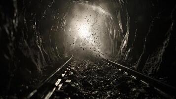 The rumble of explosives being set off deep within the mine to extract coal photo