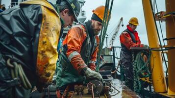 Crew members work tirelessly alongside the machine monitoring its progress and making necessary adjustments photo
