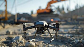 A drone equipped with hightech cameras and sensors capturing aerial footage and collecting data for site planning and progress monitoring photo