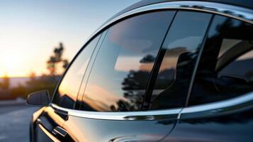 The windows are equipped with advanced electrochromic glass allowing for customizable tint and energy savings photo