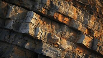 The rocky formations of the cliffs are brought to life by the warm backlight of the setting sun revealing hidden details and textures photo