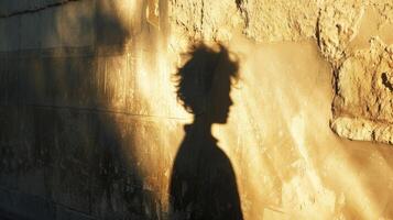 The persons shadow in this image is distorted by the bright backlighting creating an intriguing effect photo