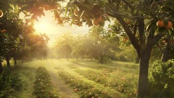 As the sun shines down the orchard comes alive with an explosion of colors from sunshine yellow and papaya orange to berry red and lime green photo