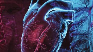 A closeup of a heart scan with AIenhanced imaging allowing for precise measurements of flow and early detection of cardiovascular issues photo