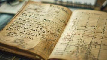A closeup of a students notebook filled with handwritten notes and diagrams evidence of their dedication and hard work in mastering medical knowledge photo