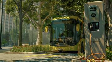 An electric bus charging station part of a sustainable and ecofriendly transportation network using advanced technology to reduce carbon emissions photo