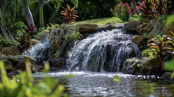 A bubbling waterfall with its soothing sound and refreshing mist reminding us of the healing power of nature photo