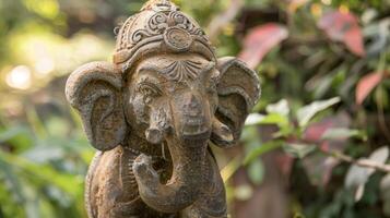 An upclose image of an elephant figurine commonly used as a symbol of wisdom and inner strength in Eastern healing practices such as Ayurveda photo