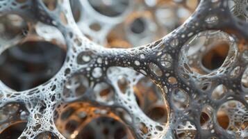 A closeup of a node of the structure showing the intricate connection between multiple strands. The nodes seem to be intricately designed and fit perfectly with the surroundin photo