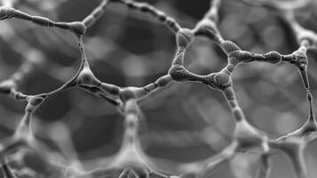 A microscopic look at the bonding between aerographite particles showcasing the intricate network of interconnected carbon tubes and honeycomblike structures. This desig photo