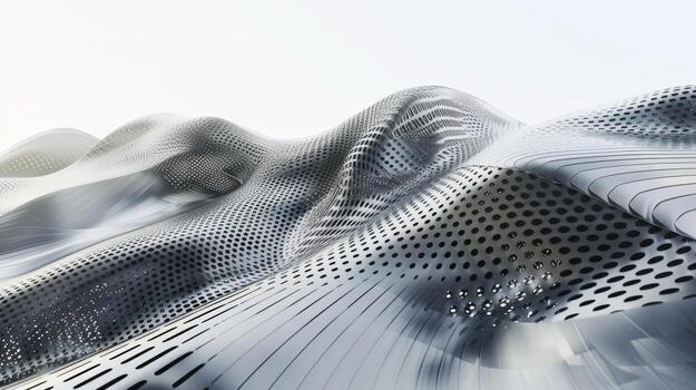 A detailed view of the exterior of an aerographite structure featuring a combination of sharp angles and smooth curves foreshadowing a bold and dynamic future of architecture photo