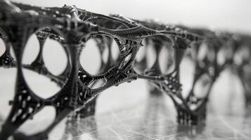 A side view of an aerographite truss structure revealing its thin and delicate layers that somehow manage to support a heavy weight. The materials incredible strengthtoweigh photo