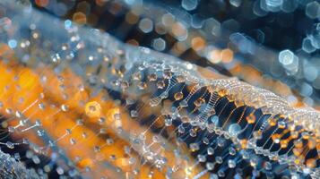 A magnified view of a piezoelectric fabric woven with tiny strands of special crystals used in clothing that generates electricity from movement or friction photo