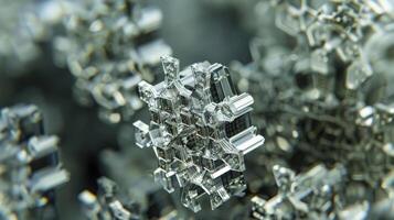 A detailed closeup of a small piece of piezoelectric material showing its intricate crystalline structure and how it is composed of tiny individual crystals photo