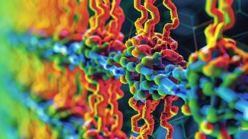 An upclose look at the microscopic structure of a magnetic shape memory polymer composite showing the distinct separation between its ferromagnetic particles and polymer chains photo