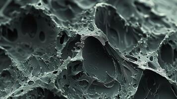 A microscopic view of the surface of a shape memory alloy revealing the rugged texture and composition that give it its dynamic shape memory capabilities photo