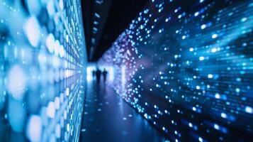 Inside a museum a room is dedicated to a projection mapping installation transporting visitors through time and space with the use of striking visuals and immersive audio photo