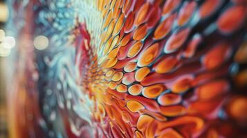 A detailed look at a screen of eink displaying a captivating swirl of colors and shapes as it reacts to the movement of light in the room photo