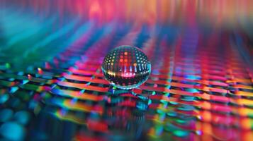 A magnified image of a single quantum dot with its distinctive shape and size visible demonstrating the tiny but powerful unit that contributes to the high resolution of thes photo