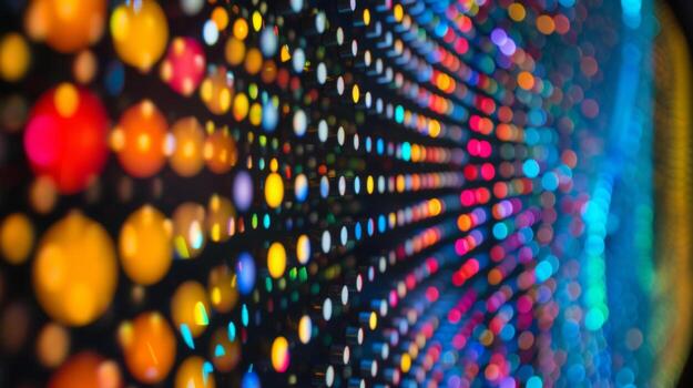 A closeup shot of a computer screen displaying a simulation of a quantum dot arrangement. The dots represented as different colored dots are being manipulated by the use photo