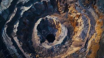 An aerial view of a deep geological repository site where nuclear waste is permanently sealed in rock formations deep in the earth photo