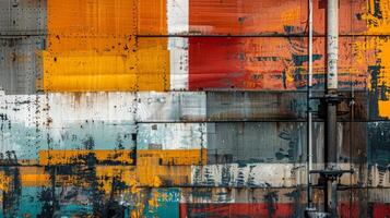 From a distance it looks almost like an abstract art piece with its geometric shapes and varied textures but its the real and vital process of oil refinement photo